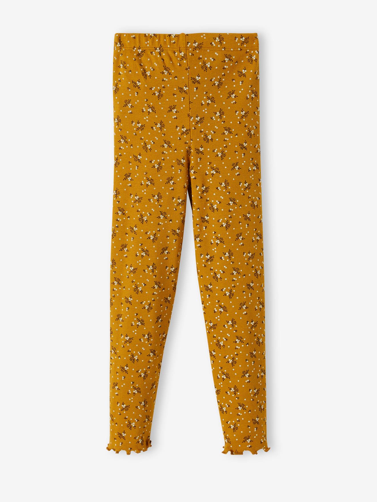 Calça legging canelada azul marinho para meninas