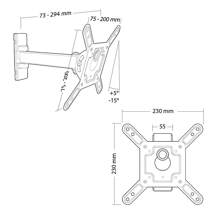 Support mural TV orientable et inclinable Erard PRAX294V200