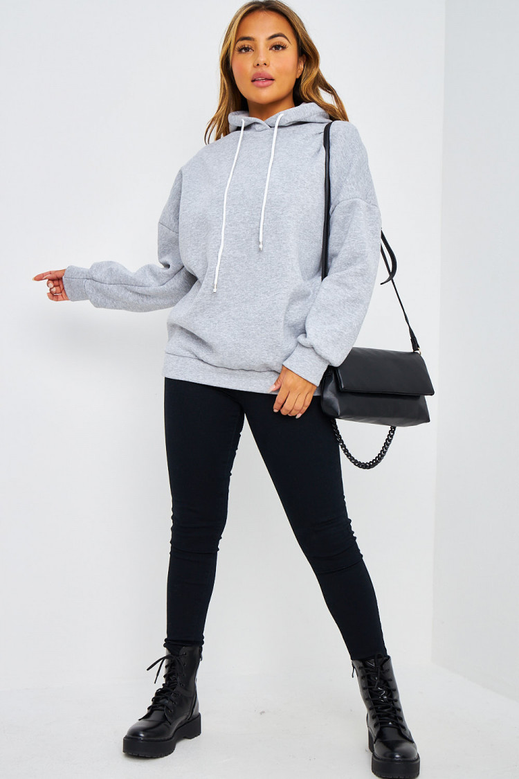 Sweat gris à capuche
