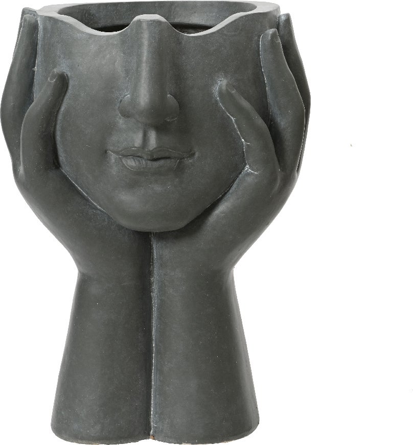 Decoris bloempot Gezicht antraciet 27 x 22 x 22 cm