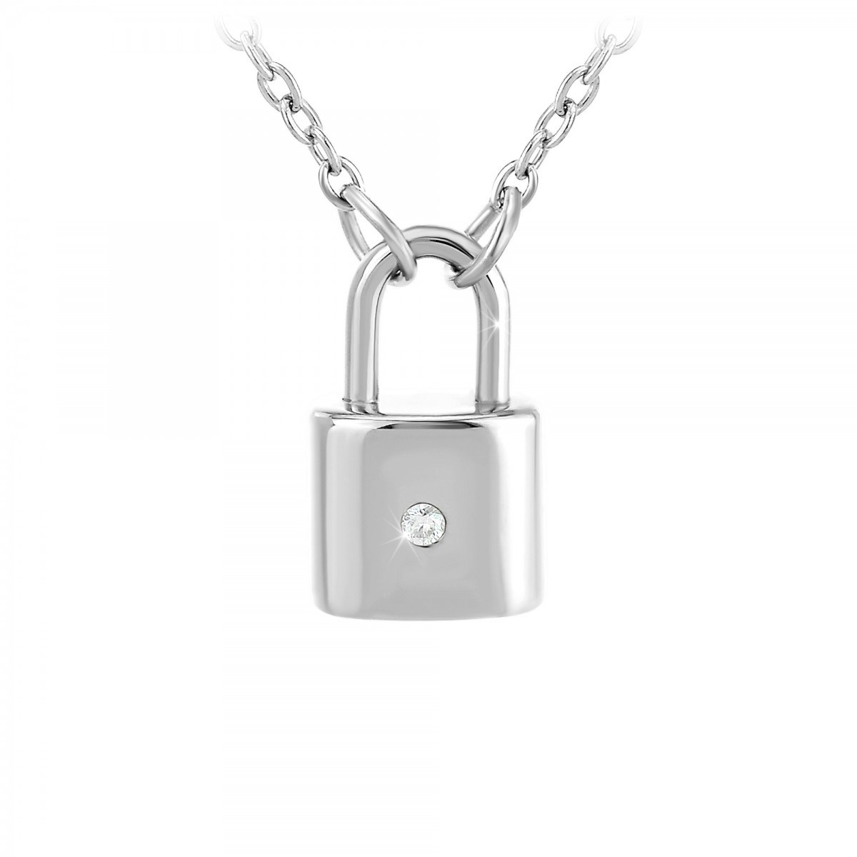 Collier cadenas SC Crystal orné d'un véritable diamant