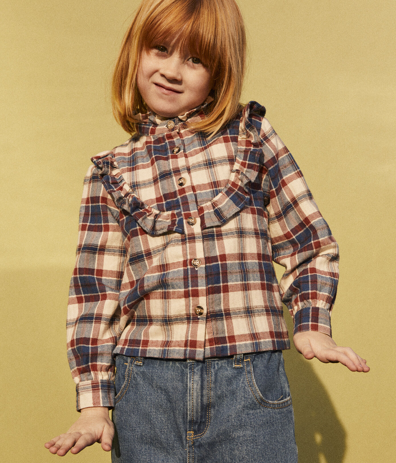 Blouse à carreaux en flanelle enfant fille