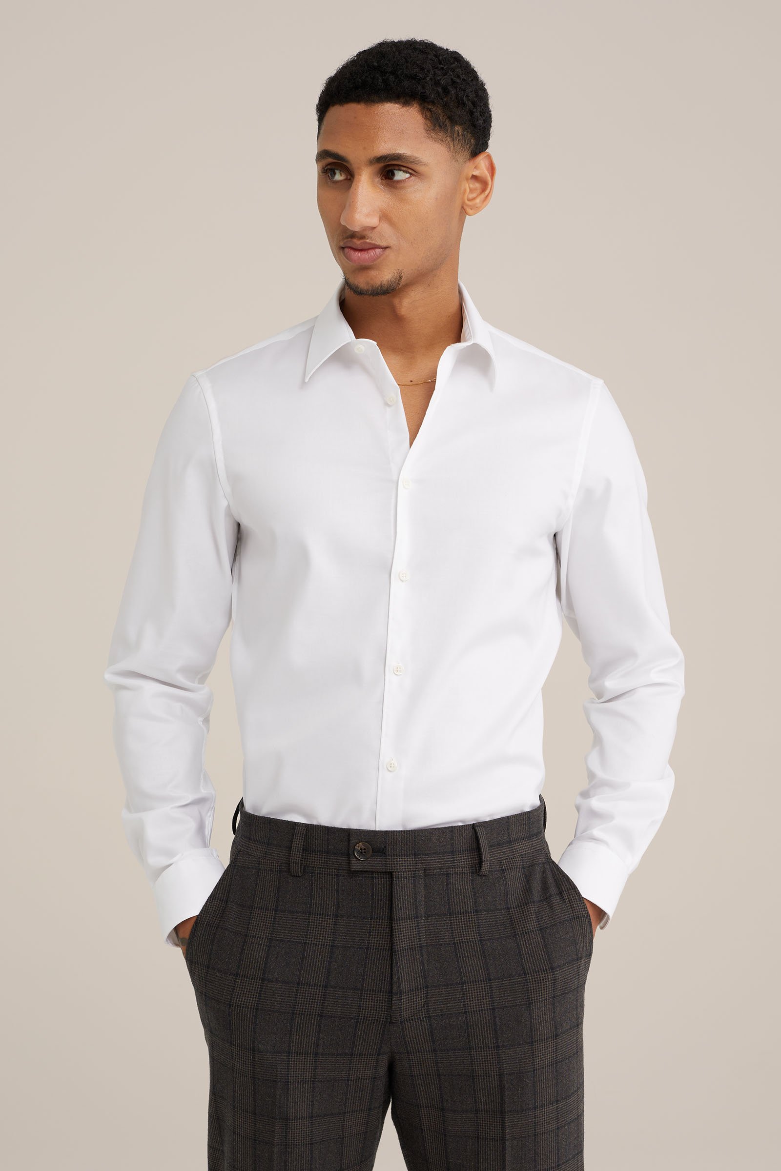 katoenen twill overhemd met stretch Van Gils Wit