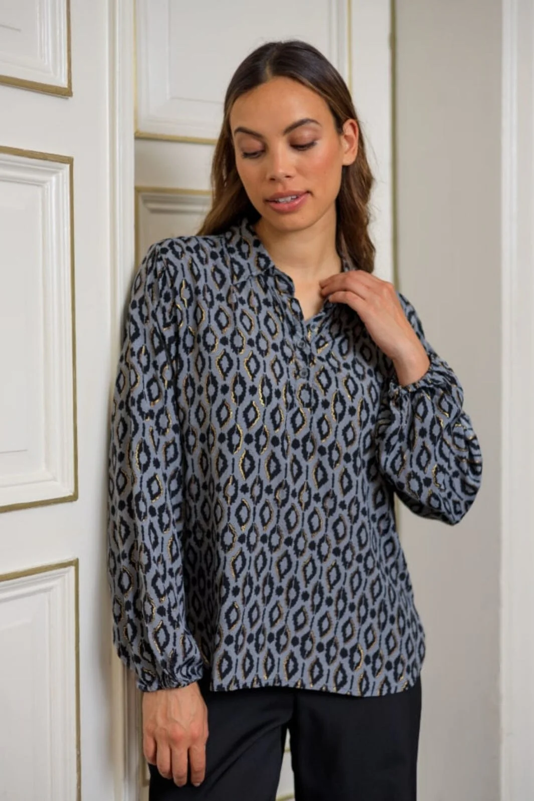 Black Colour Bcluna Blouse With Collar steel grey