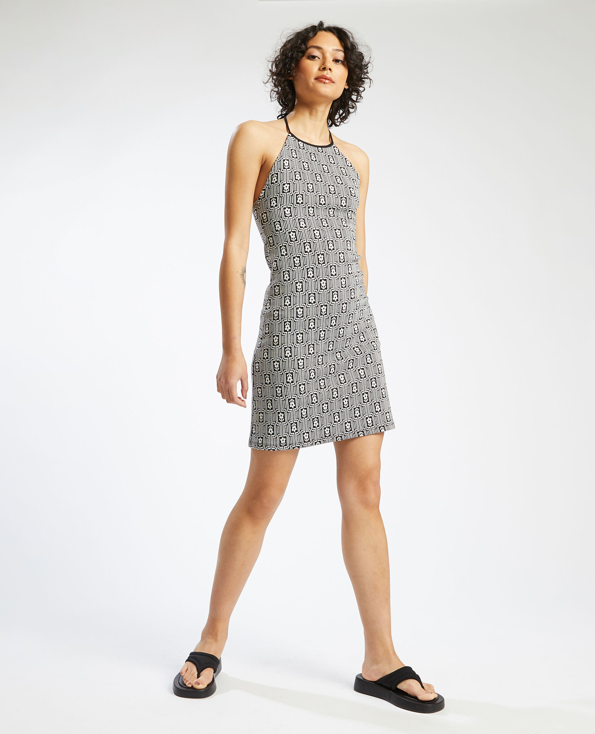 Robe dos nu en maille - Noir