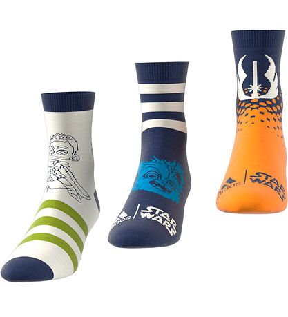 adidas Performance Socken - 3er-Pack - Weiß/Blau/Orange m. Star