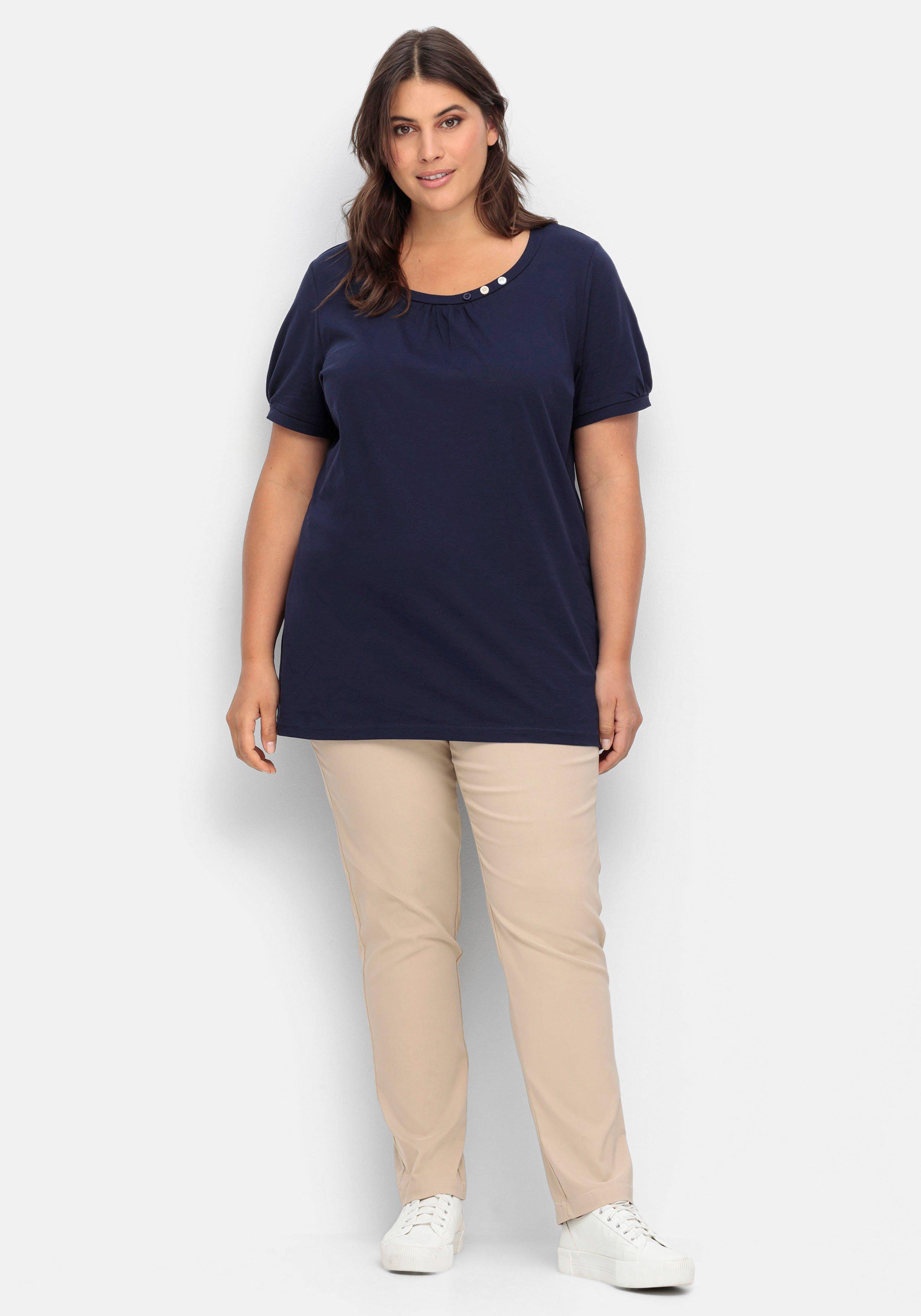Longshirt mit Zierknöpfen am Ausschnitt