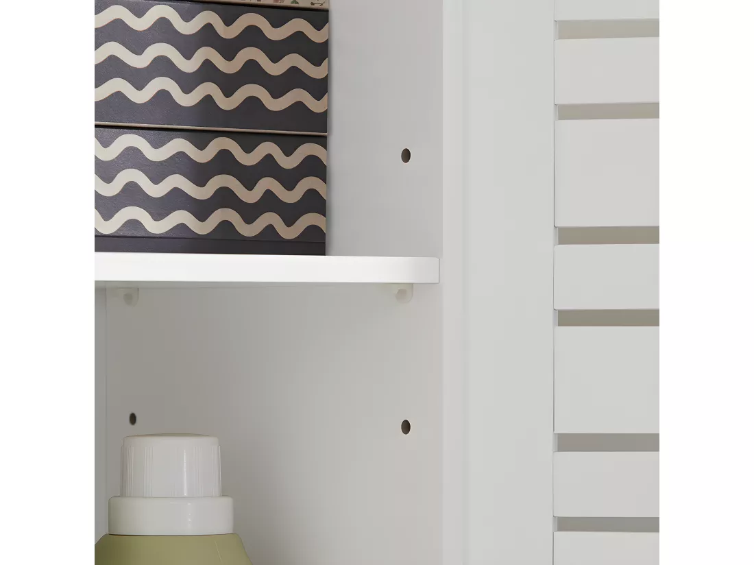 Meuble Bas Placard De Rangement Armoire Meuble De Salle De Bain Avec 2 Portes Persiennes, BZr41-w