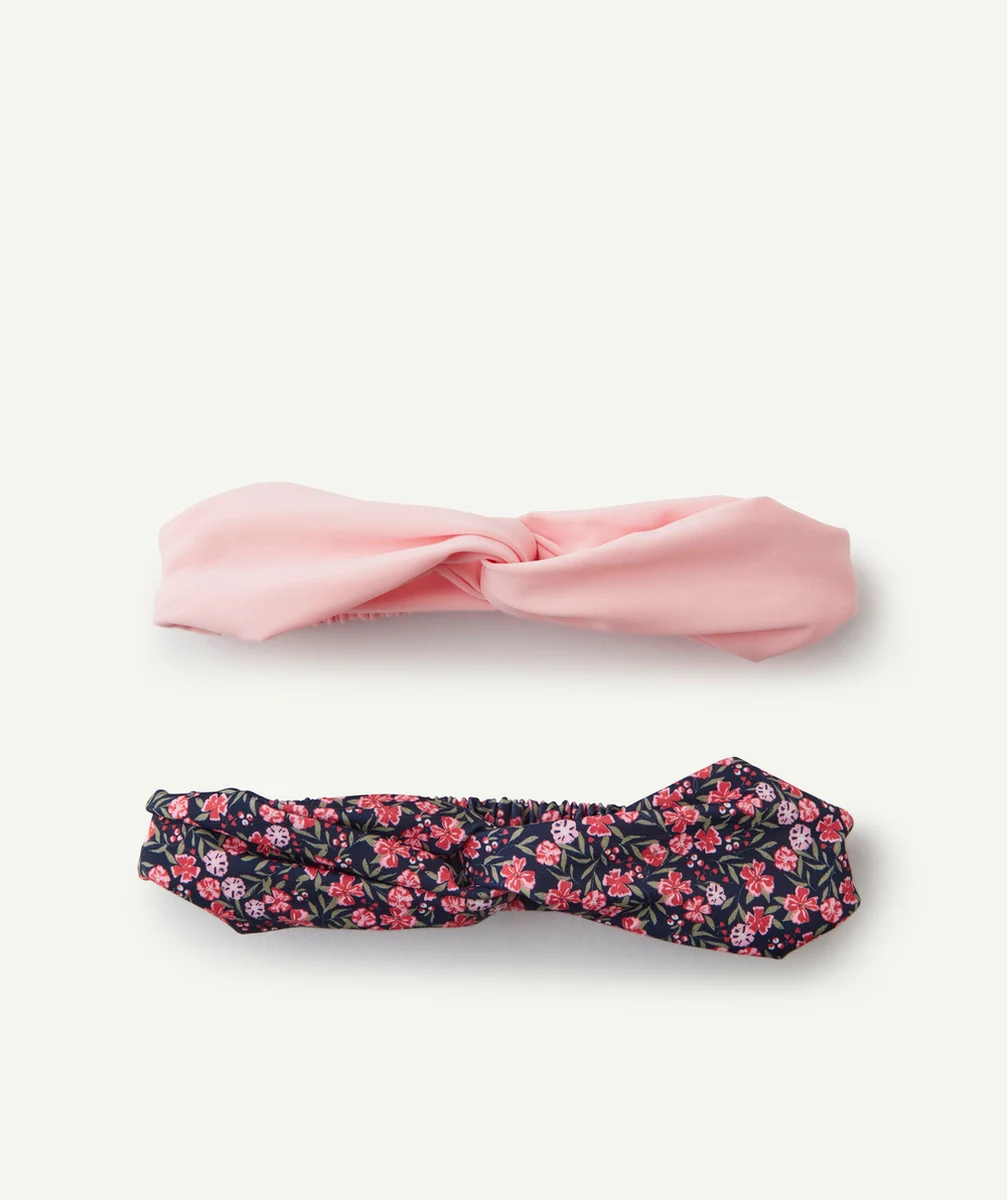 LOT DE 2 BANDEAUX FILLE EN MATIÈRE MAILLOT DE BAIN ROSE ET MARINE