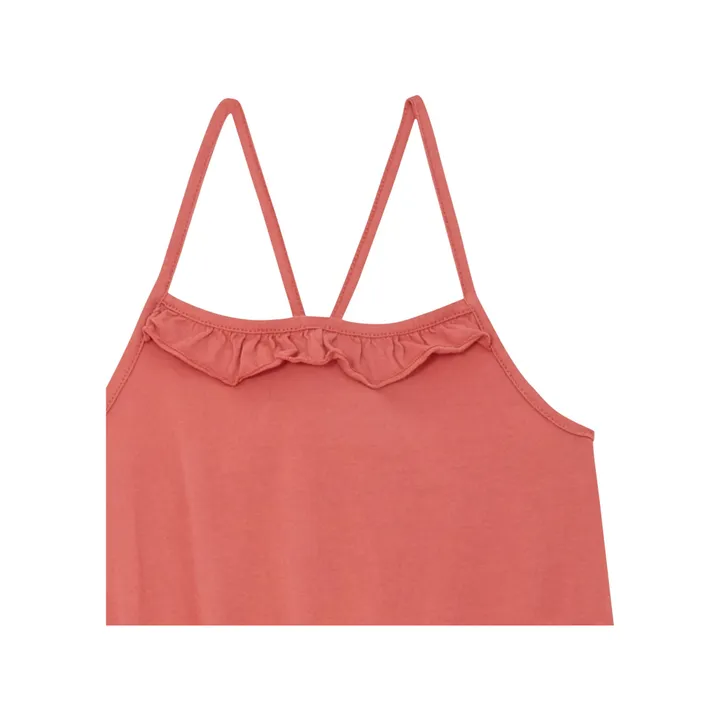 SMALLABLE BASICS Robe Courte Fines Bretelles Coton Bio  | Corail