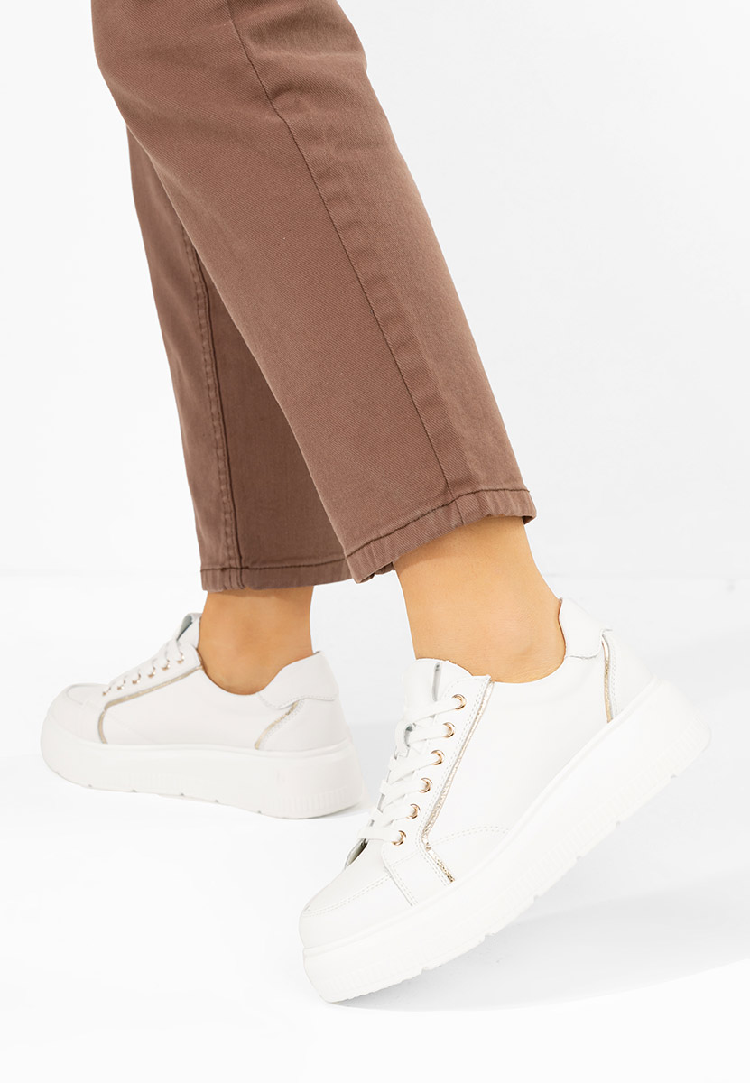 Baskets pour femme en cuir blancs Jolena