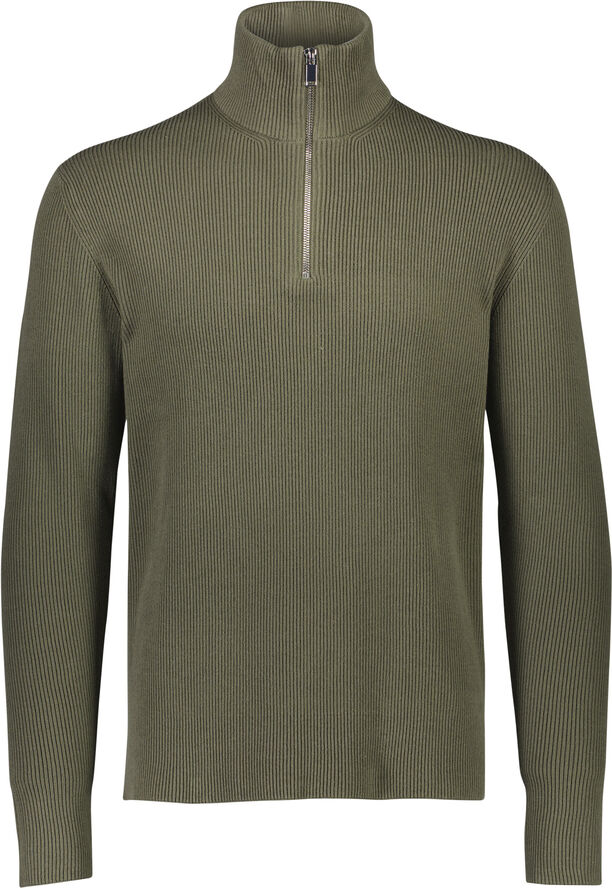 Lindbergh Half zip rib knit Army