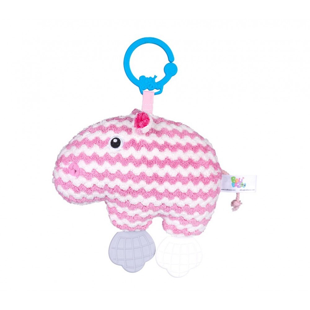 Bali Bazoo Stofftier C-Ring, Rassel, Beißring, Greifling, Strickoptik ab Geburt rosa