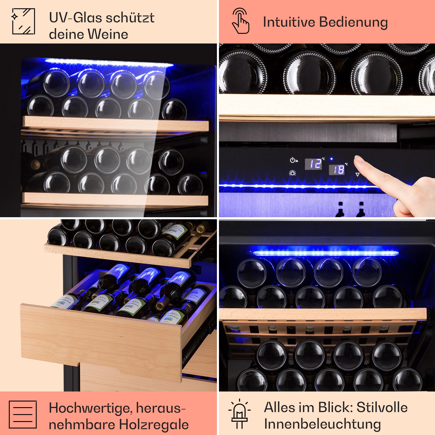 Barossa 123 Duo Weinkühlschrank 123 Fl 226 Ltr 2 Zonen Touch-Steuerung
