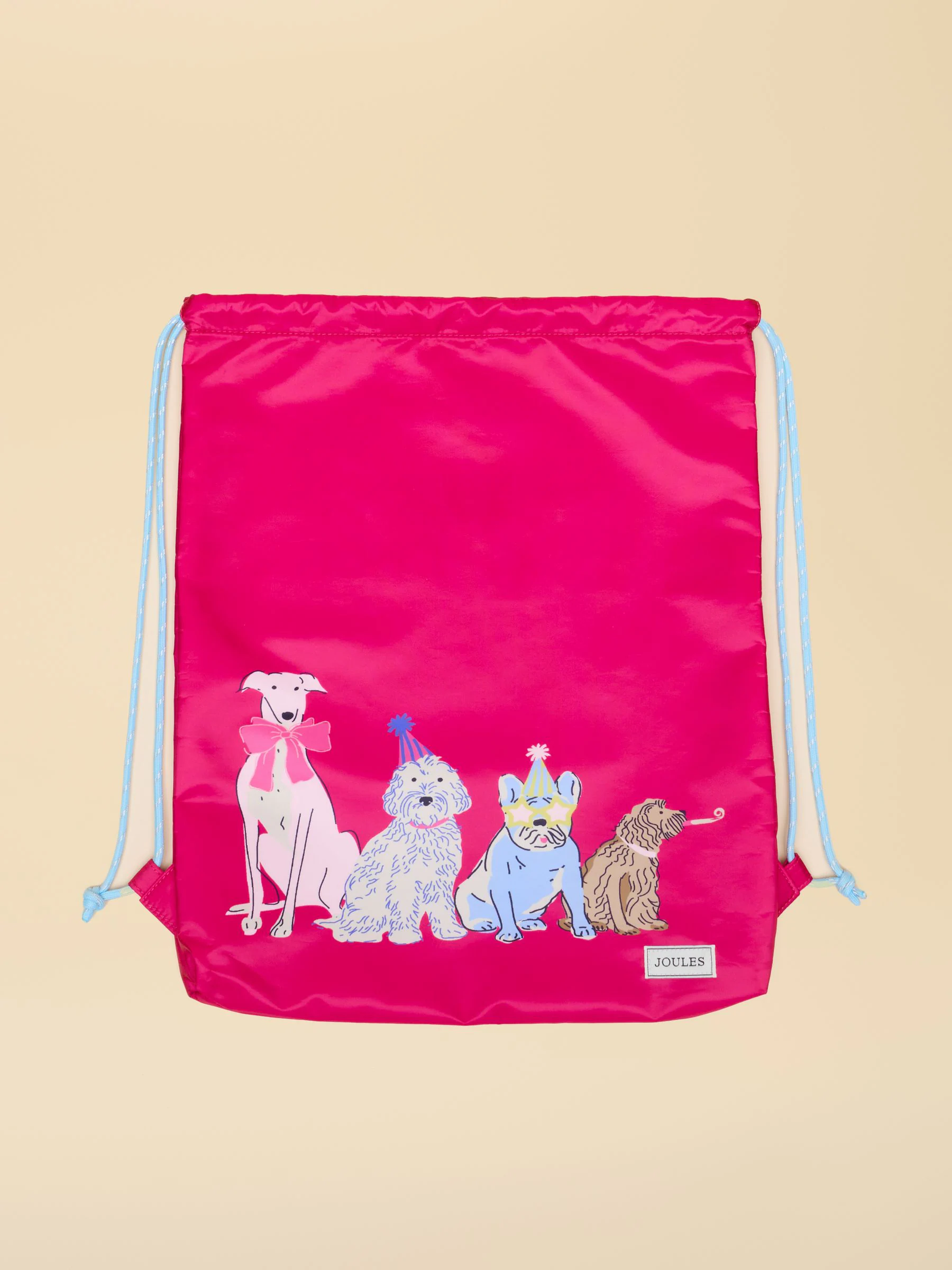 Roze met hondenprint - Joules Kids' Adventurer tas met trekkoord