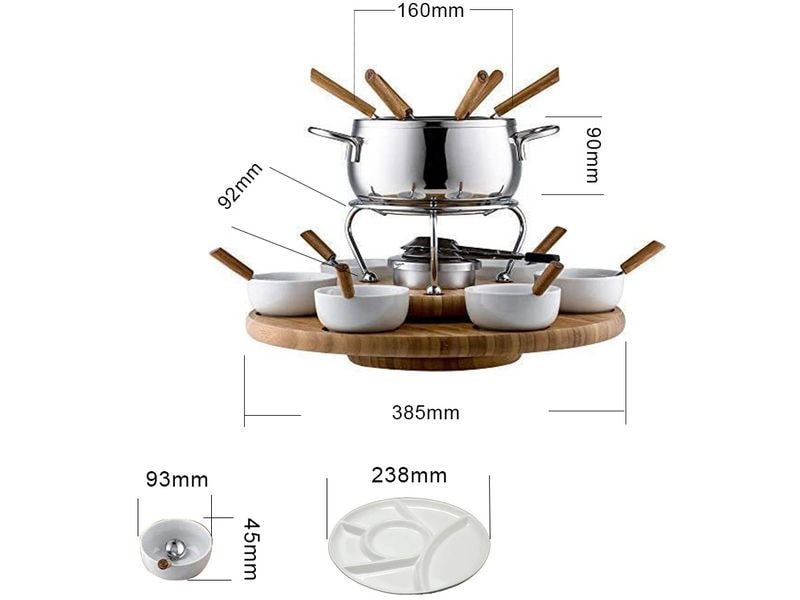 OHMEX Fondue-Set OHM-FND-2229 29 Teile, Braun/Silber Fondue-Set