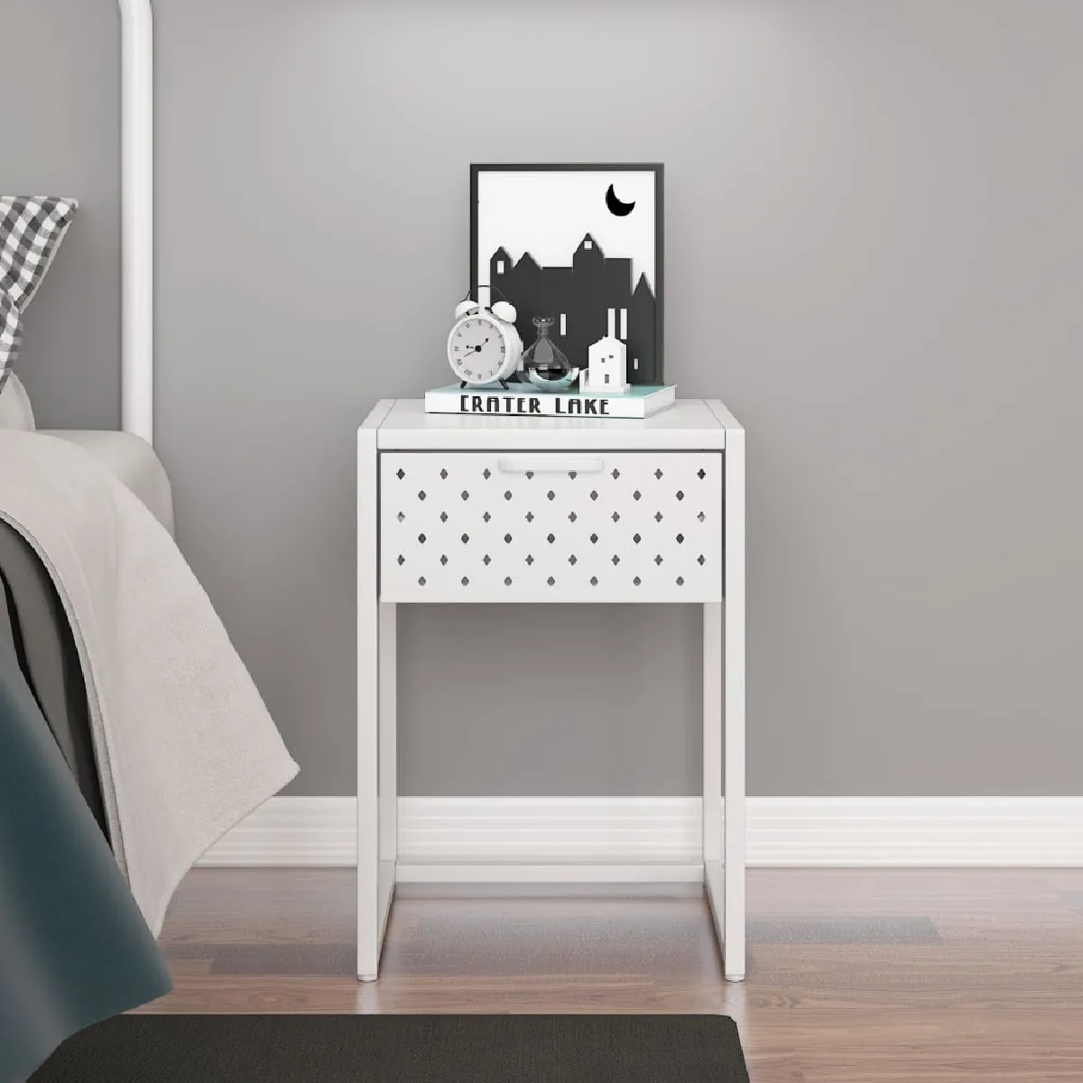 vidaXL Table de Chevet - Blanc