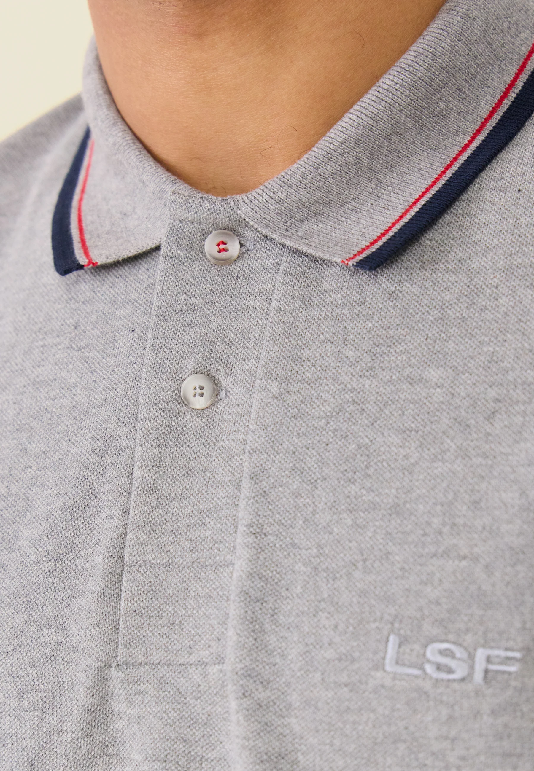 Polo en piqué de coton-Repolo Gris Chiné