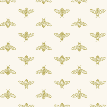 Vliesbehang Joules Botanical Bee Okergeel/Goud (dessin 118547)