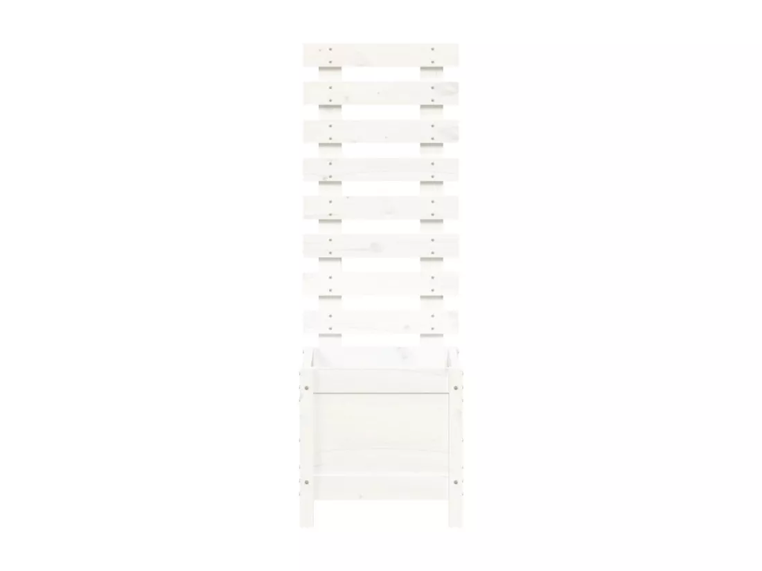 Jardinière avec support blanc 39x39,5x114 bois de pin massif