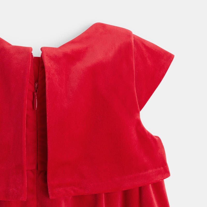 Robe de fêtes en panne de velours rouge bébé fille Rouge