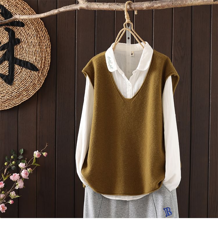 ZIMO - V-hals effen trui-vest