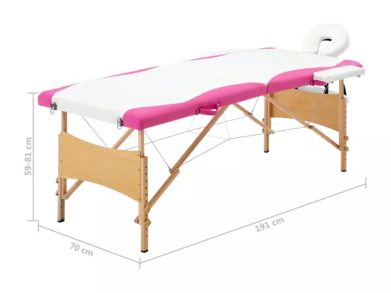 Table de massage pliable bois blanche 191 x 70 x 59 cm 02_0001811