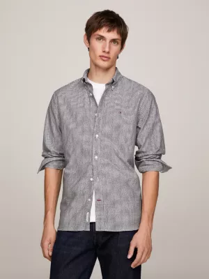 Camisa Oxford de corte regular com estampa em trama de cesta