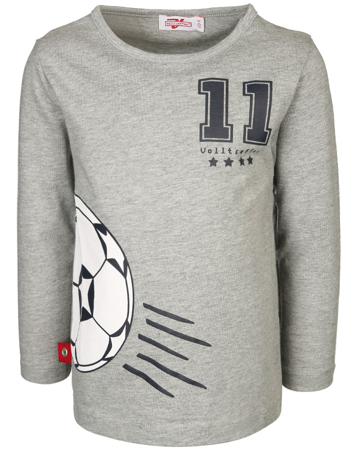 Langarm-Shirt FOOTBALL NO 11 in grau melange
