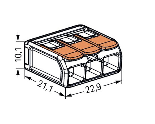 Wago 221-613 COMPACT-aansluitblok 6 mm² 3-aderig alle geleidertypen 30 stuks