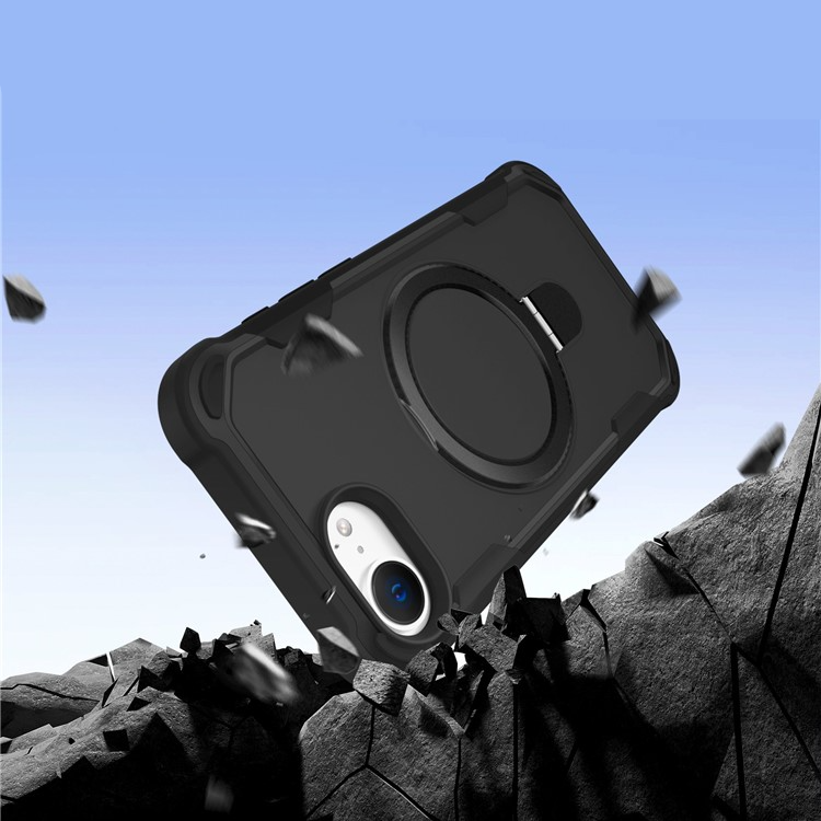 iPhone 16e MagSafe Hybrid Hardcase Hülle mit Kunststoff Rückseite und TPU Bumper   Kickstand Aufsteller - Schwarz