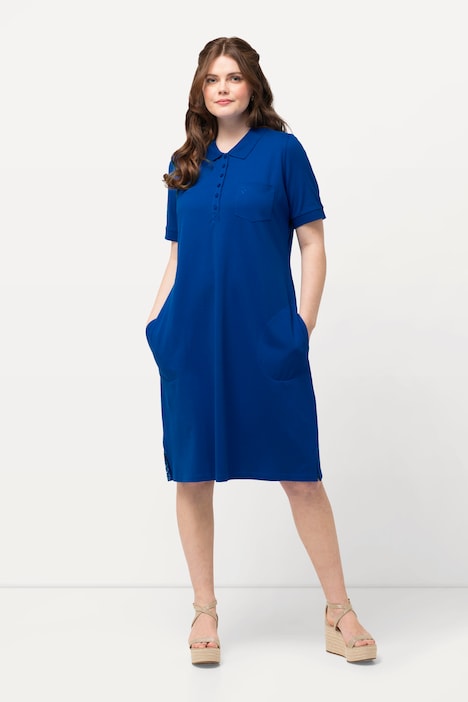 Polokleid, Piquee, halbe Knopfleiste, Halbarm