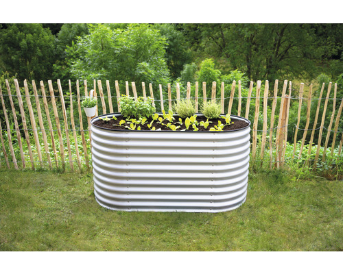 Klassieke ovale verhoogde tuinbak WESTMANN 160 x 80 x 82 cm zilver