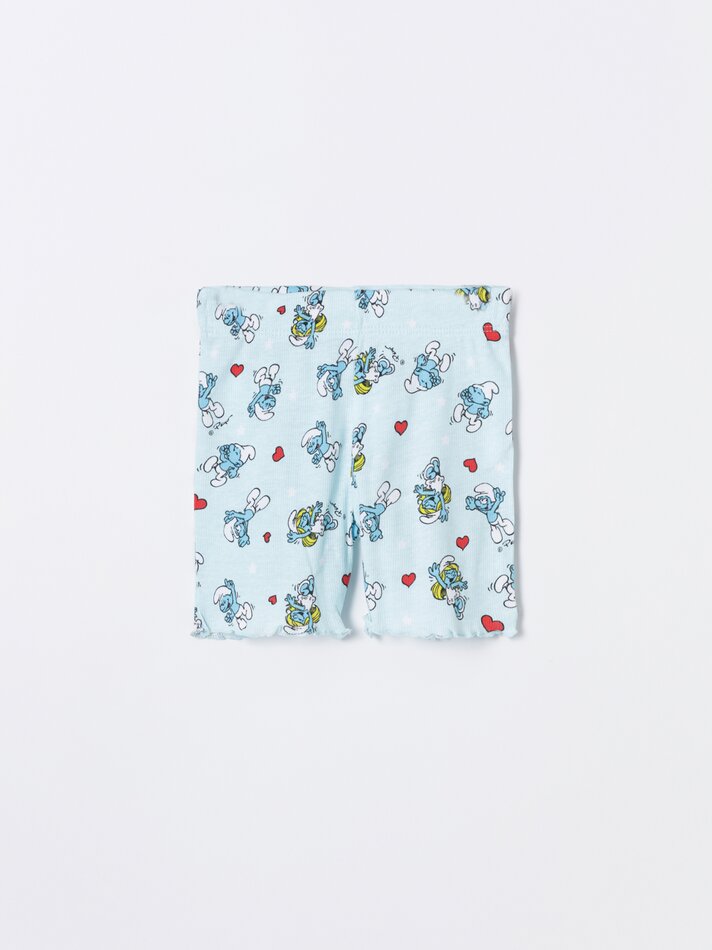 Conjunto de pijama canelado Smurfs IMPS - Azul claro