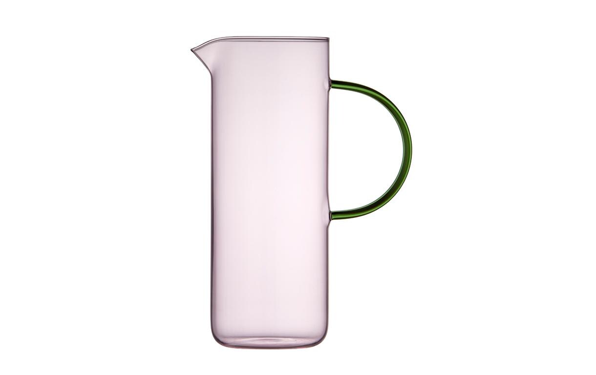 Karaffe Torino Pink/Grün, 1.1 LiterGlaskanne zum Servieren von kalten und heissen Getränken