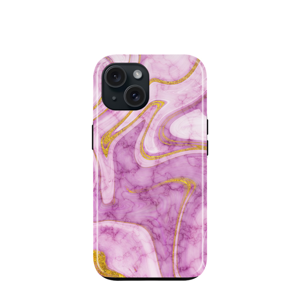 iPhone 15 Hybrid (Kunststoff / Gummi) Hülle Marmor Marble 11 - Pink