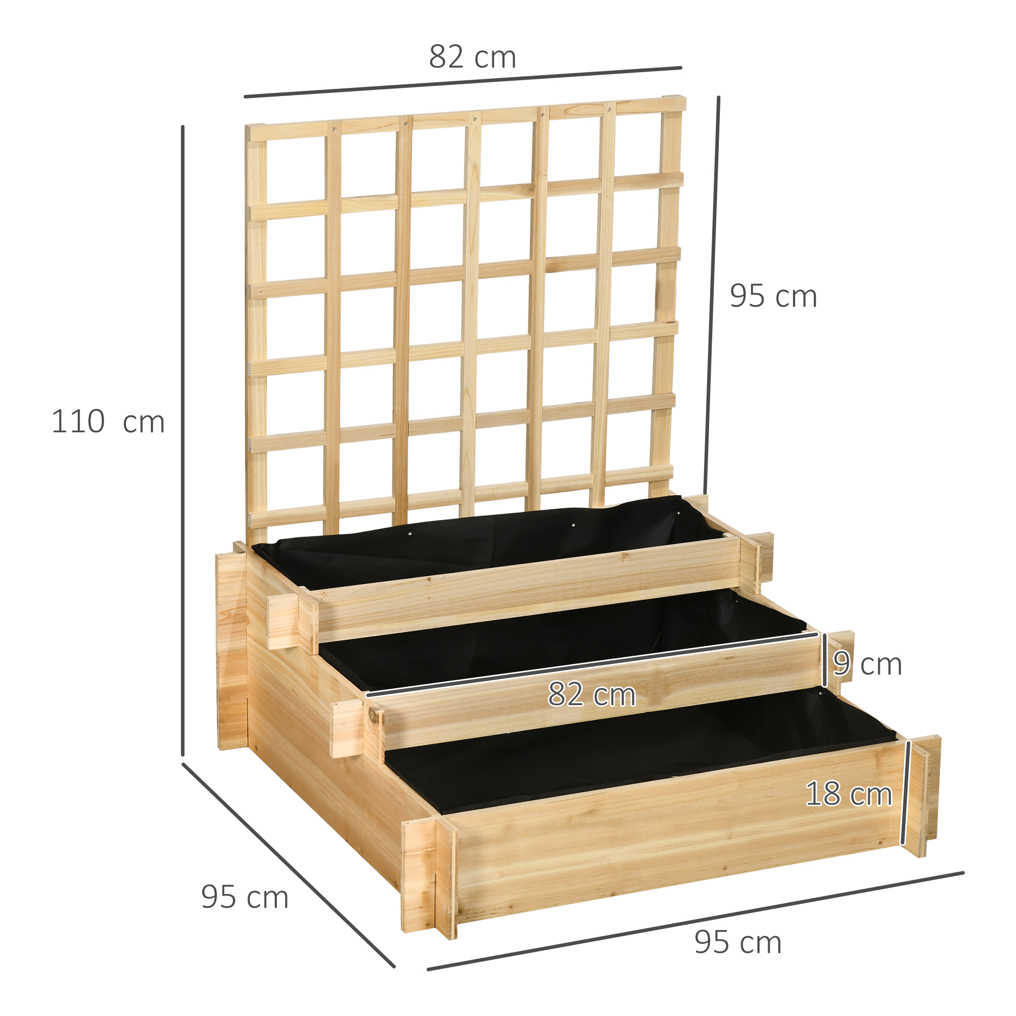 Jardineira de madeira natural Outsunny para escada