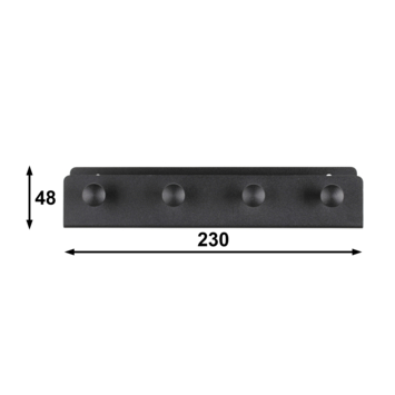 Kapstok 4 haken Naz zwart Metaallegering 220 mm