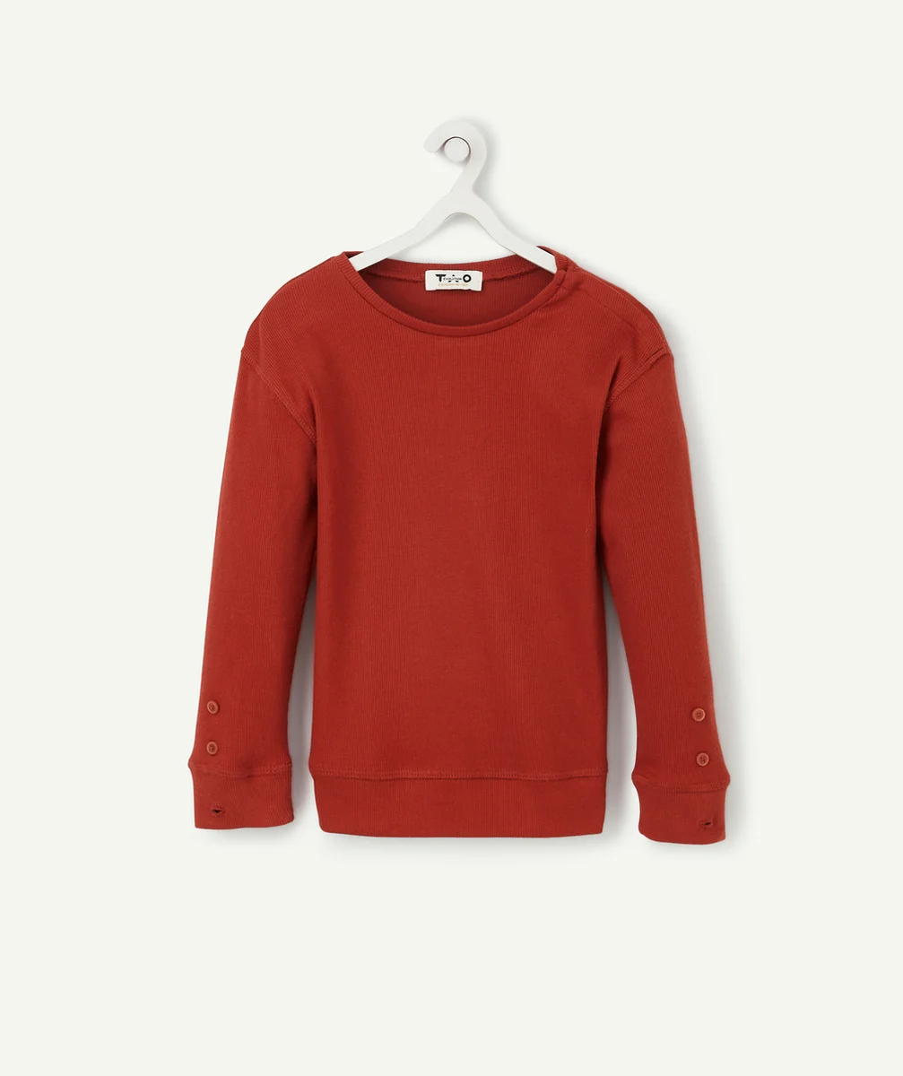 LE T-SHIRT ÉVOLUTIF CÔTELÉ BRIQUE EN COTON PIMA