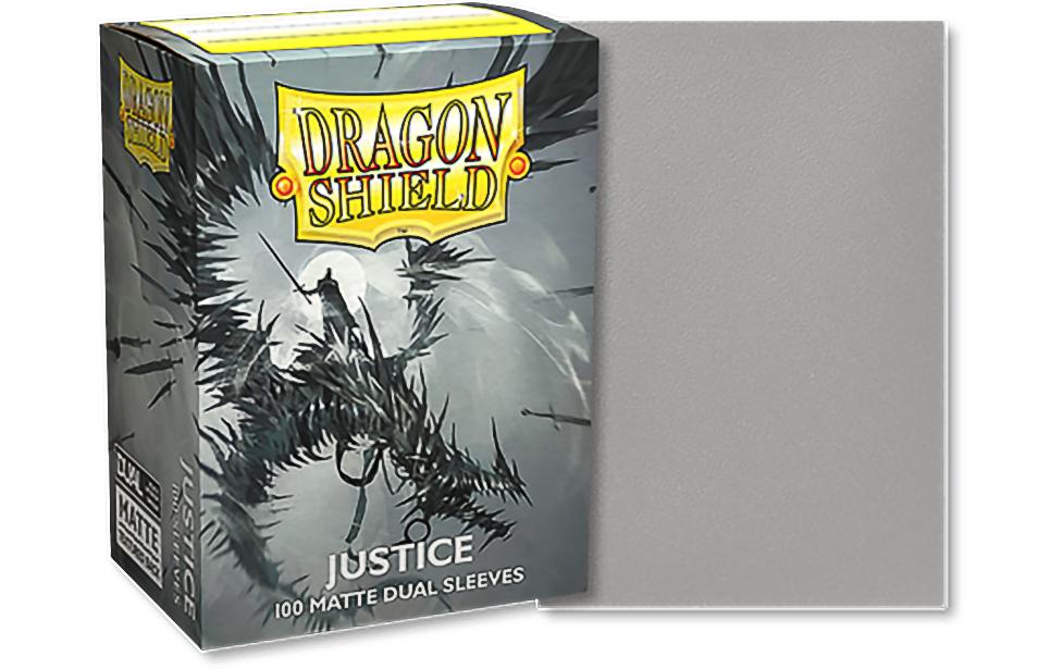 Kartenhülle Dual Matte: Justice Standardgrösse Hellgrau 100Deckbox mit 100 Kartenhüllen im Format 63 x 88 mm