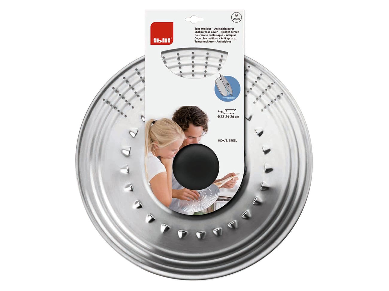 Couvercle inox perforé - multi usages - 26, 28, 30 cm - Ibili