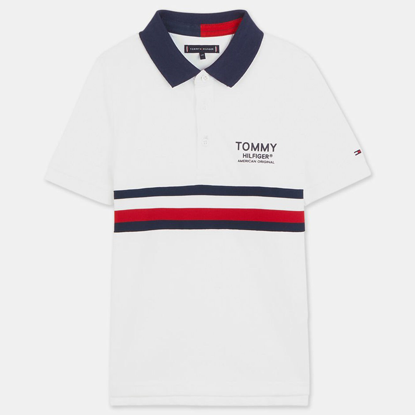 Tommy Hilfiger Polo en Coton organique piqué à bandes blanc
