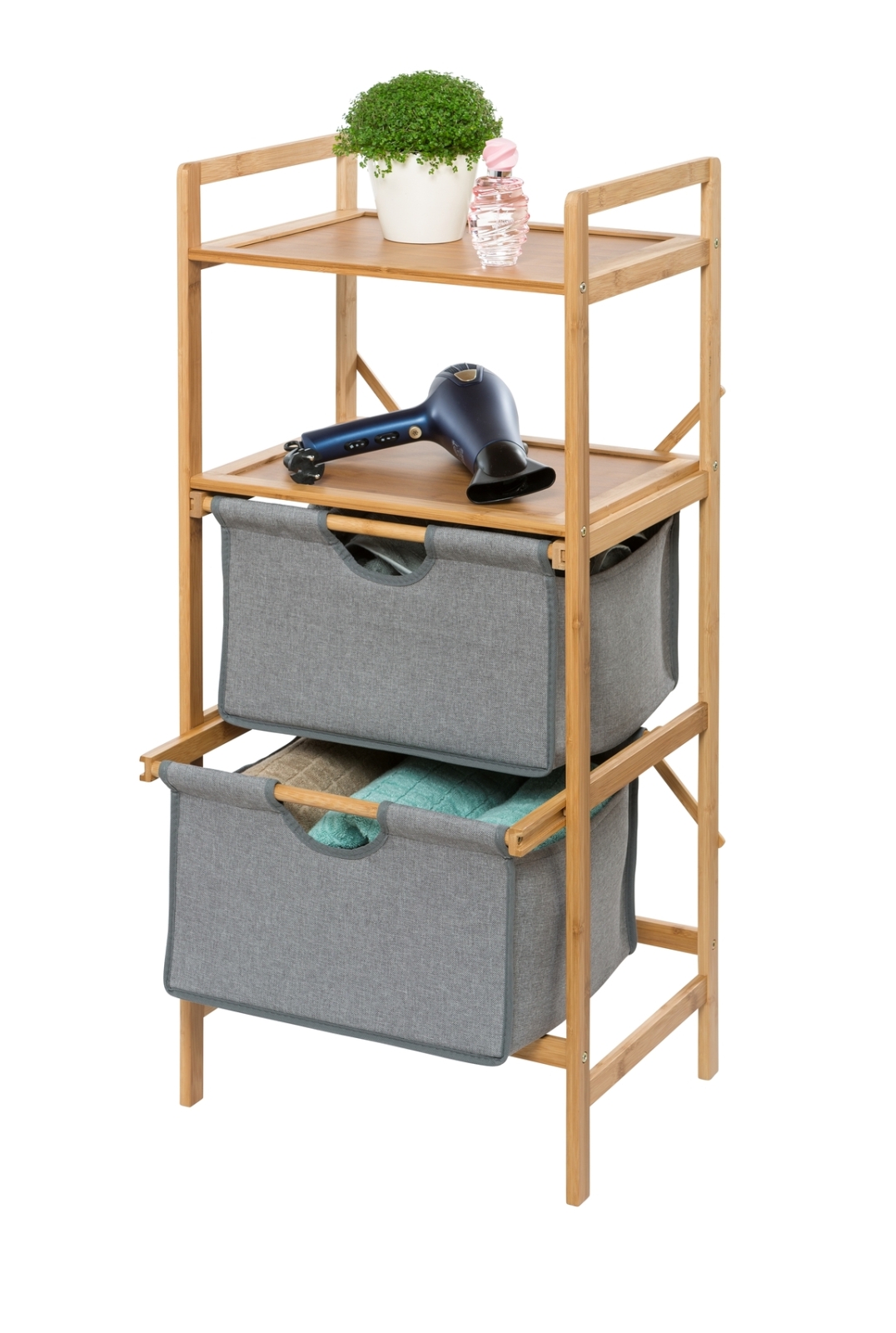 WENKO Badregal BAHARI - Bambus - 2 Schubkästen