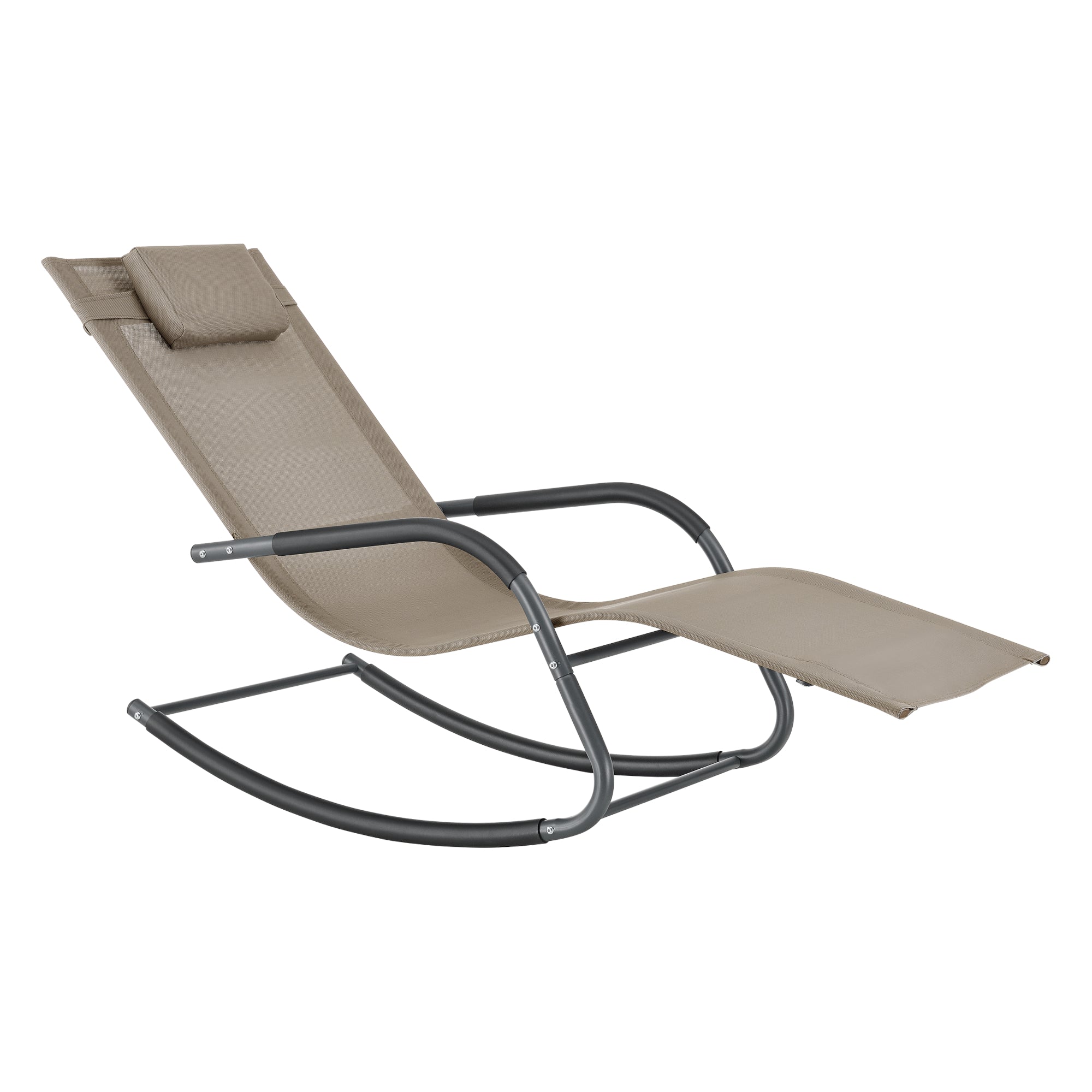 Bain de soleil à bascule acier textile 147 x 63 x 89 cm beige