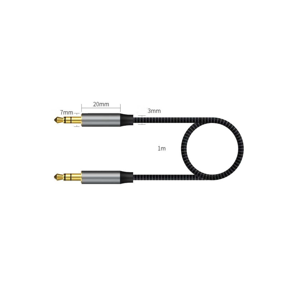 3,5 mm minijack lydkabel for AUX-tilkobling Sort 1 m