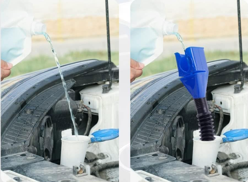 (2er Set) KFZ Auto-Tanktrichter / Faltbar & Ausziehbar / Mehrzweck-Trichter für Motoröl & Notfälle - Weiss