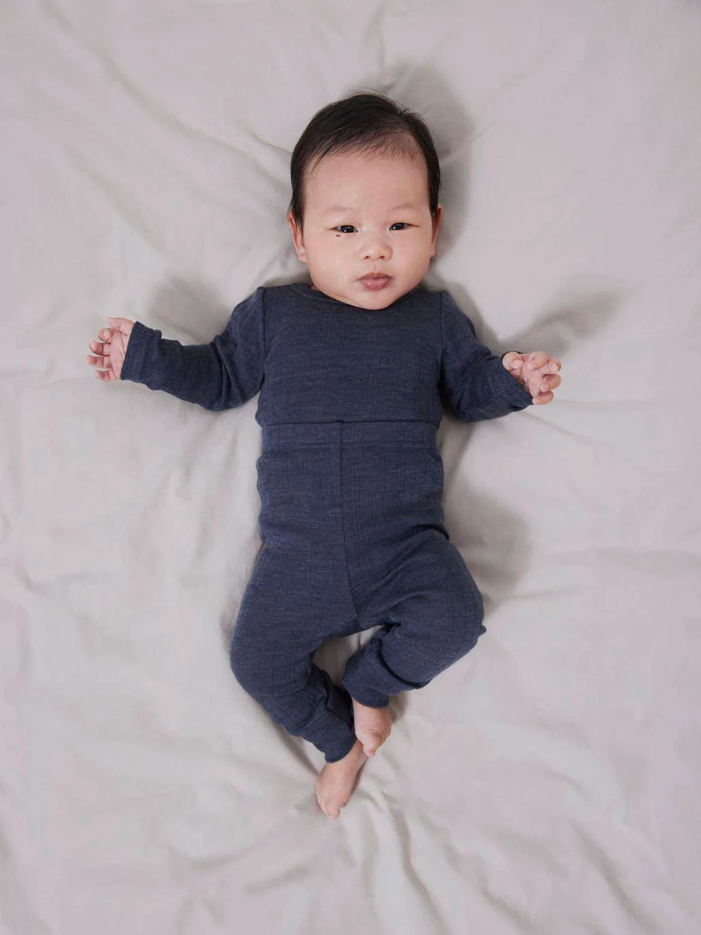 NAME IT baby slim fit broek NBMWANGvan merinowol donkerblauw