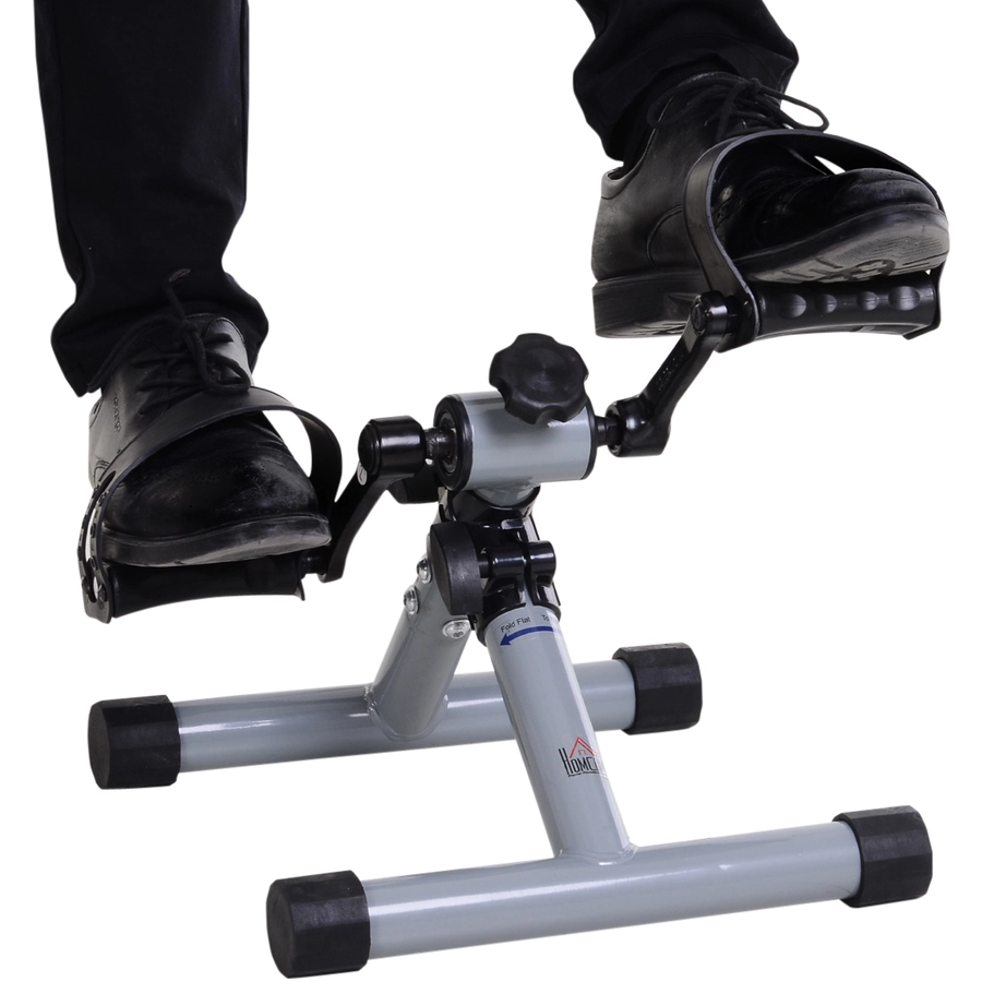 HOMCOM Mini-Heimtrainer faltbar und stufenloser Widerstand silbergrau