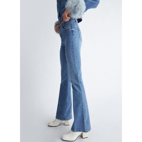 Liu Jo - Vaqueros acampanados con strass Azul
