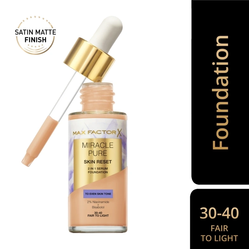 Max Factor Miracle Pure 2in1 Skin Reset Serum Foundation 30 ml - 30-40 Fair to Light